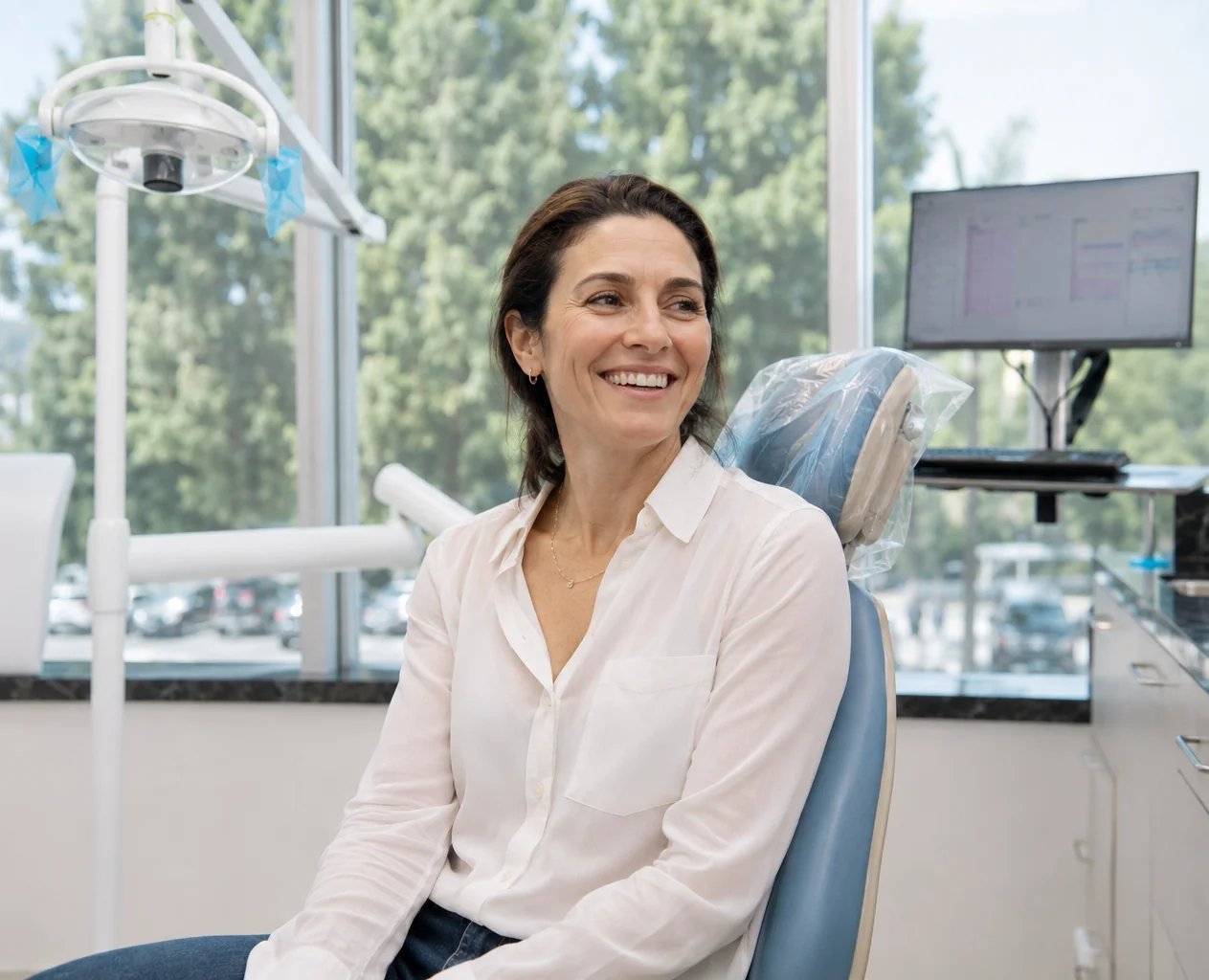 A happy patient relaxed and at ease after treatment