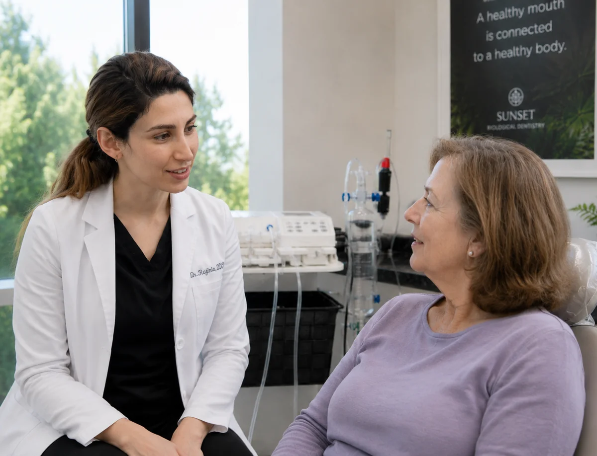 Dr. Mersedeh discussing ozone therapy with a relaxed patient