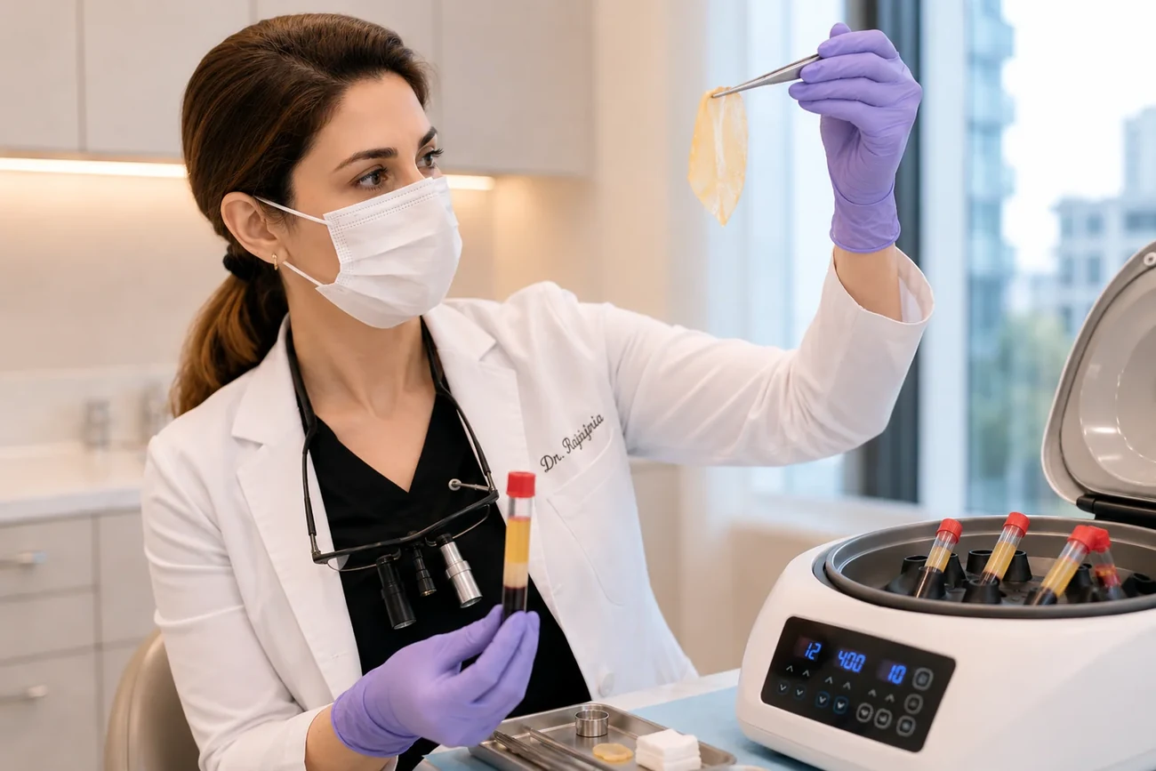 Dr. Mersedeh preparing PRF for a surgical site